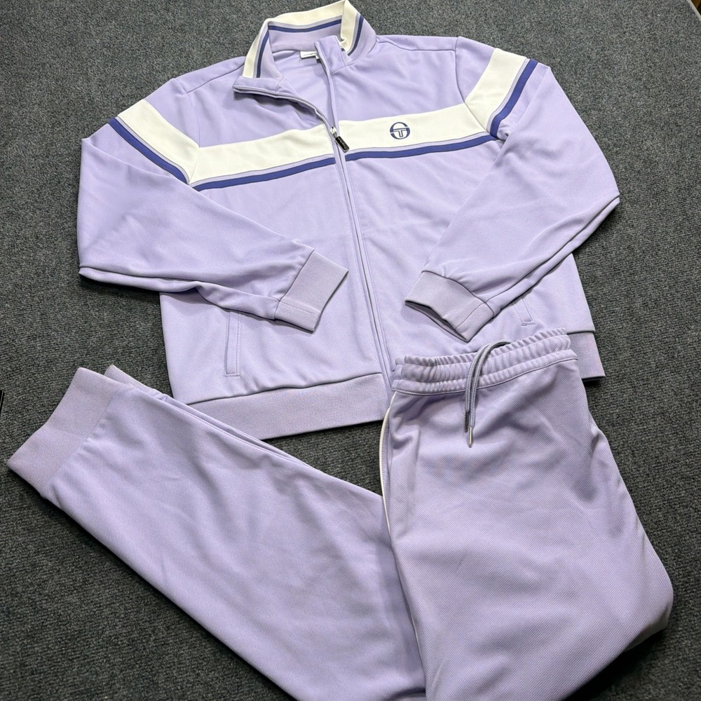 SERGIO TACCHINI Tracksuit Men's Large Jogger Cuff Lavender 30" Inseam Piqué Rare